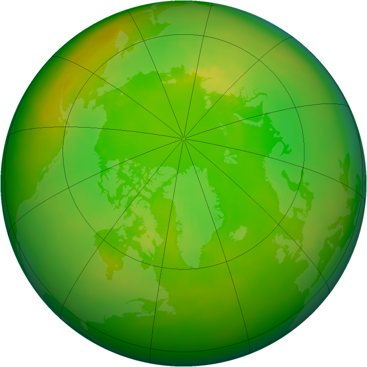 Arctic ozone map for June 1989